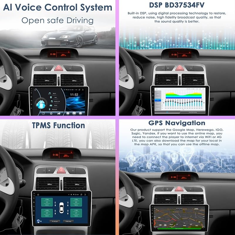 Pantalla para Peugeot 307 con Bluetooth y manos libres para evitar multas 6