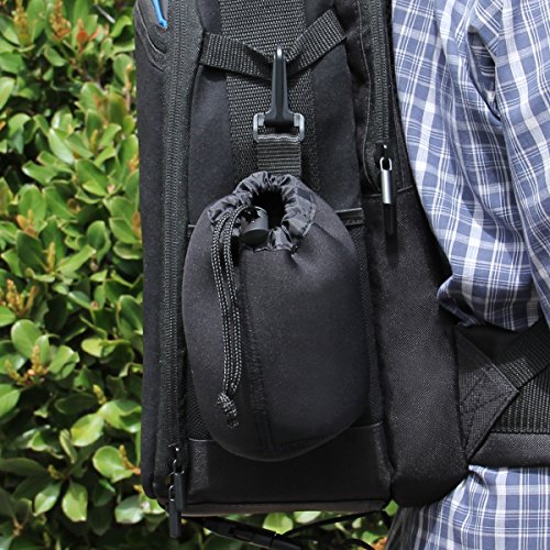 Usa Gear Flexarmor Protective Neoprene Lens Case Pouch Set 3-Pack - Small, Medium And Large Cases Hold Lenses Up To 70-300Mm With Drawstring Opening, Attached Clip, Reinforced Belt Loop (Black) #TOP6