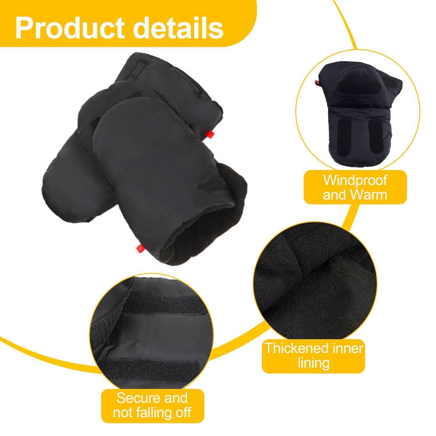 1 Pair of Stroller Gloves and 2 Stroller Hooks, Winter Warm Gloves, Waterproof Gloves, Stroller Accessories - Image 3