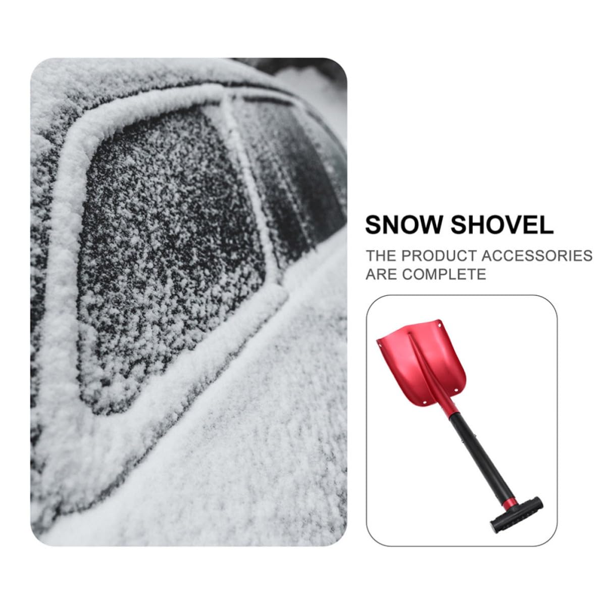 CLISPEED Pala da Neve per Auto Ampia in Alluminio Staccabile, Raschietto per Ghiaccio Portatile Leggero con Custodia, Utensile per Rimozione Neve e Ghiaccio Invernale per Veicoli Utilizzo