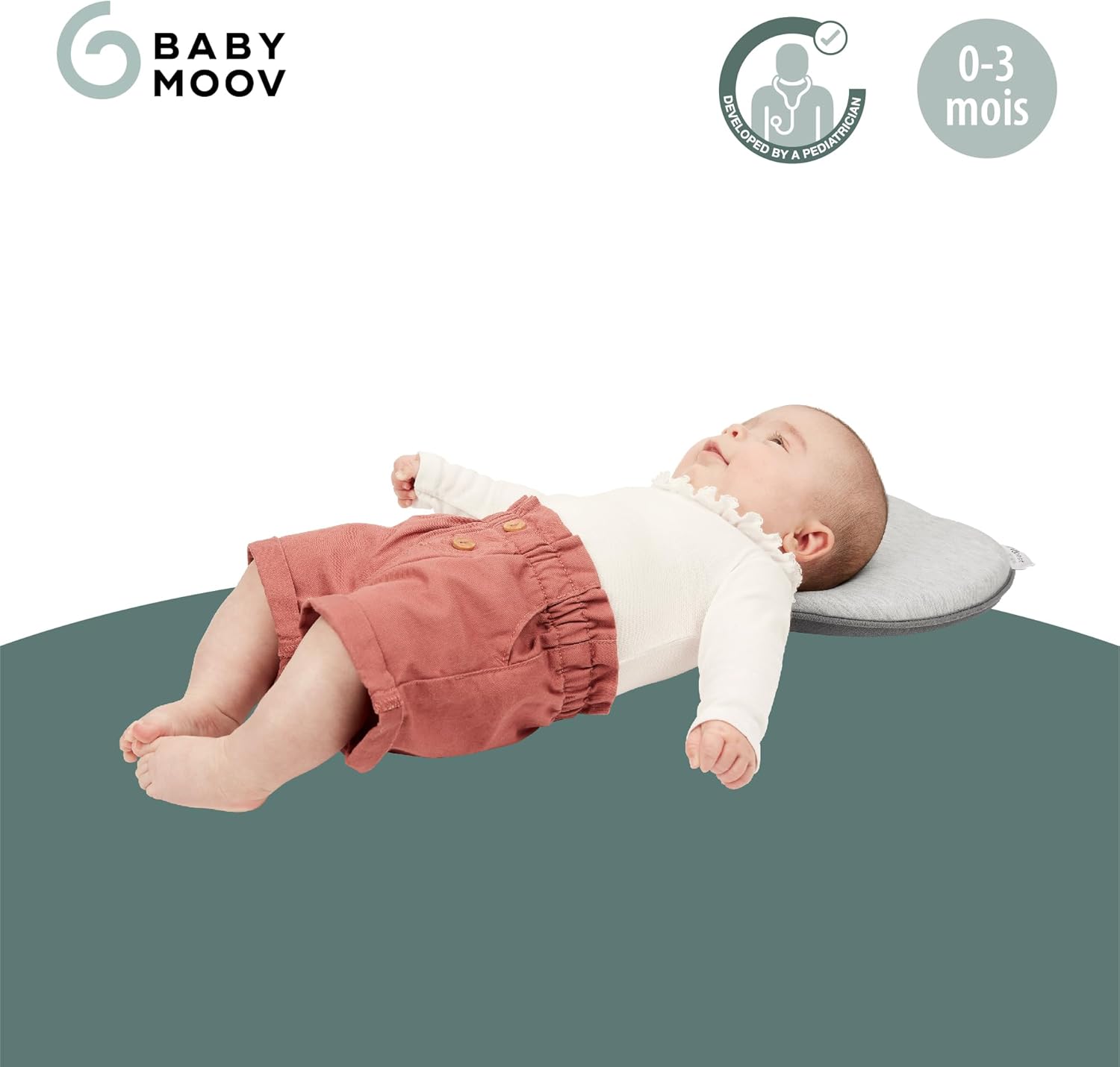 Babymoov Lovenest Organic Baby Infant Cushion, Pediatrician Designed Versatile, Comfortable, Machine-Washable Head and Neck Support (Made in Europe), Baby Registry Must Have