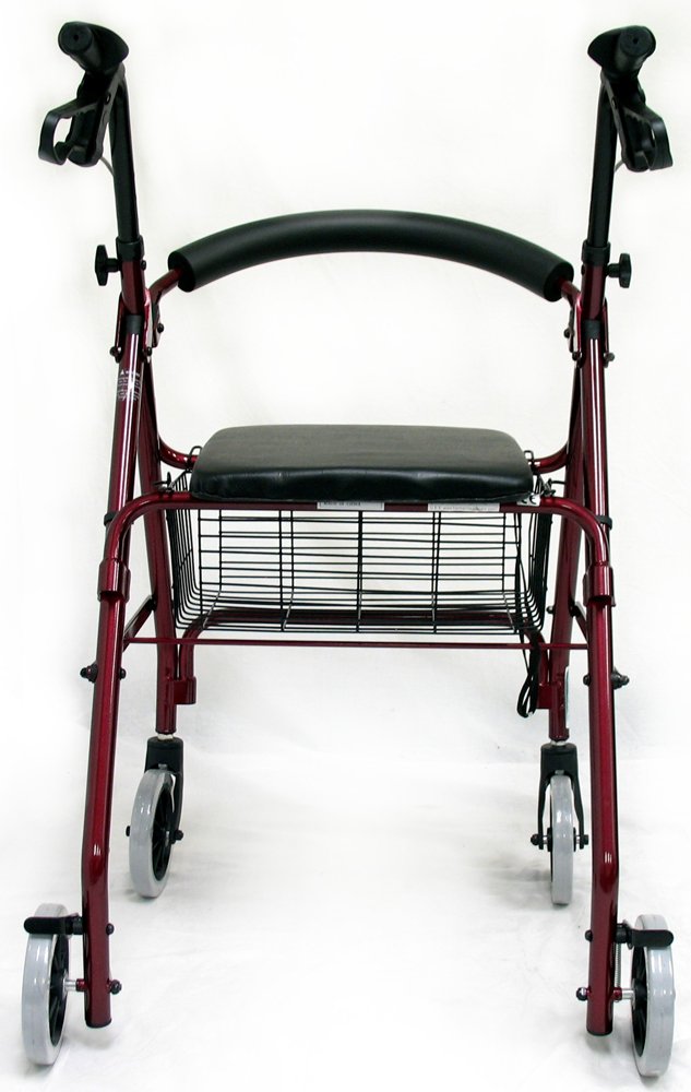 Karman Healthcare R-4600-BD Aluminum Rollator with Standard Seat Height, Burgundy, 6