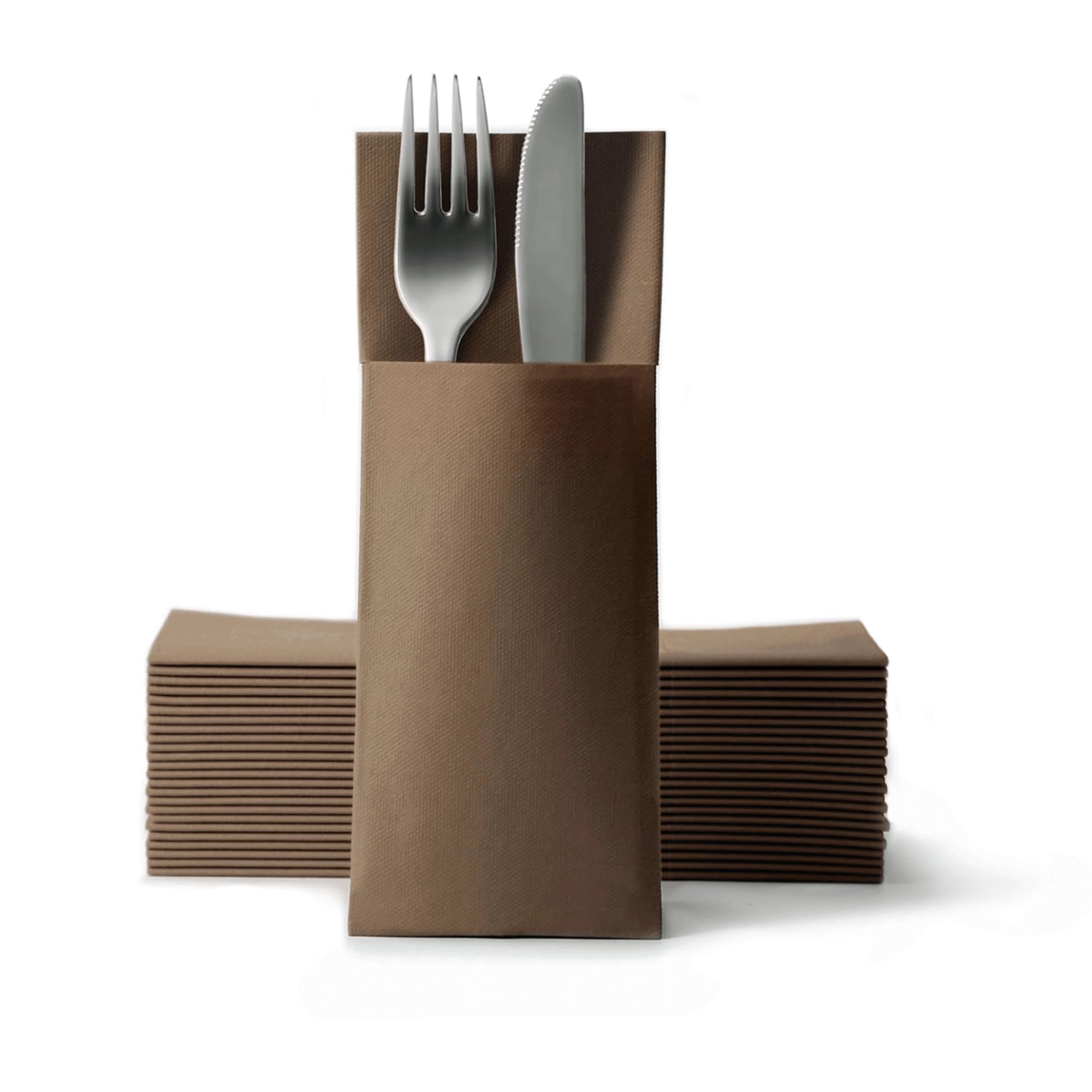 Airlaid Besteckservietten, Bestecktaschen mit Serviette 32 cm x 40 cm, Bestecktasche Hochzeit, 1250 Stück, Braun