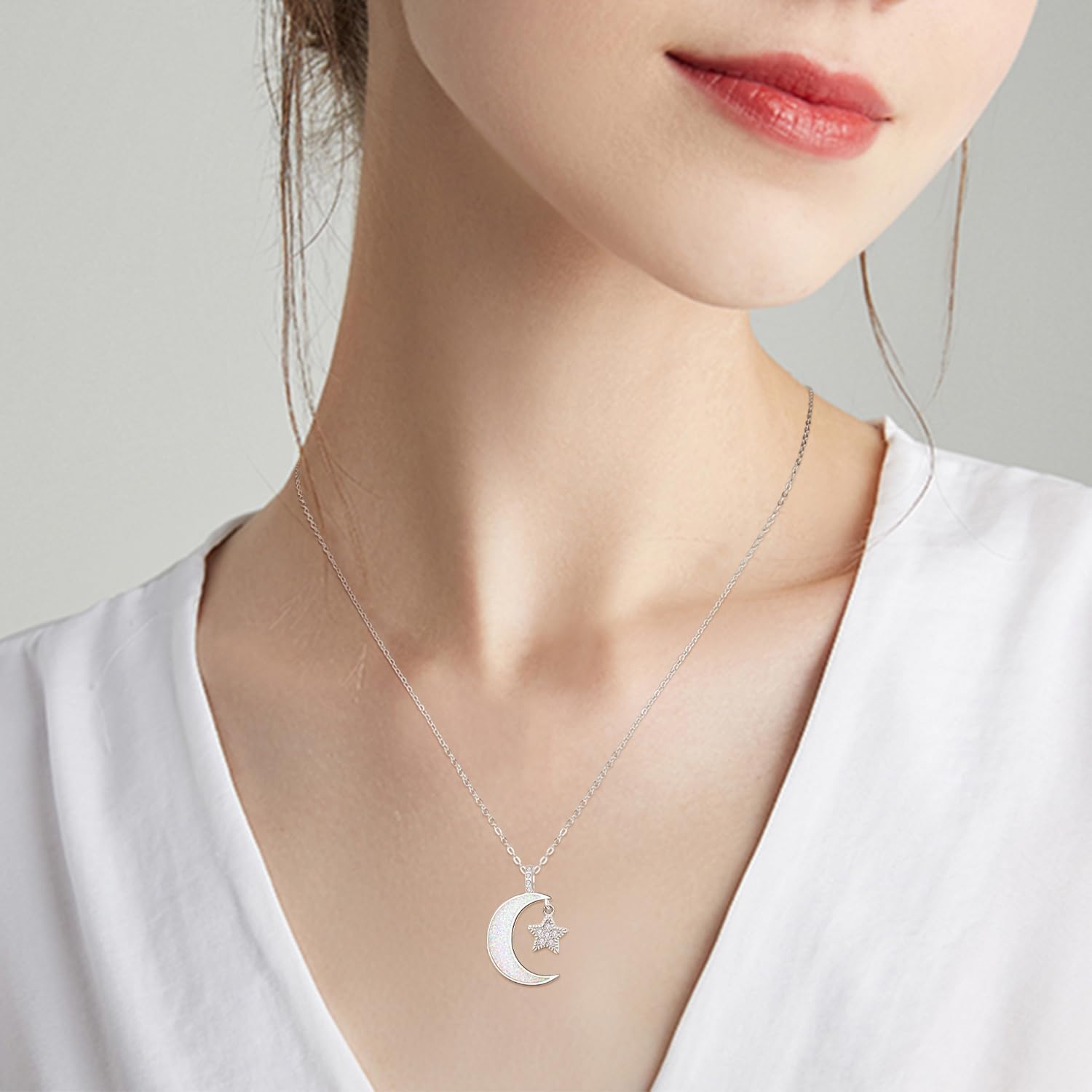 Palpitate Moon Star Necklace Moon Phase Necklace Pendant 925 Sterling Silver Jewelry Christmas Gifts for Women Wife Her Adjustable Chain - Image 3