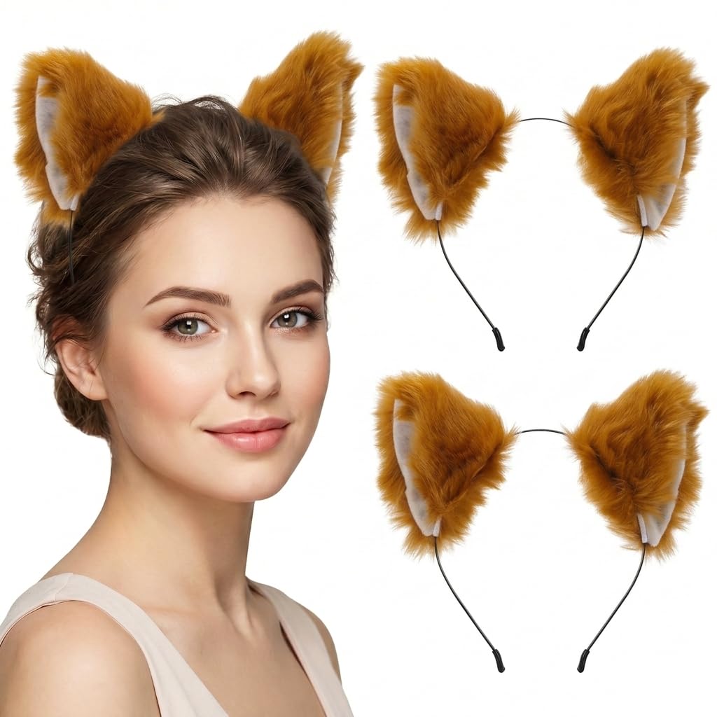 CBMZHF Fox Ears Headband 2Pcs | Fox Cosplay Costume Accessory for Halloween Dress Up Christmas Parties Stage Shows