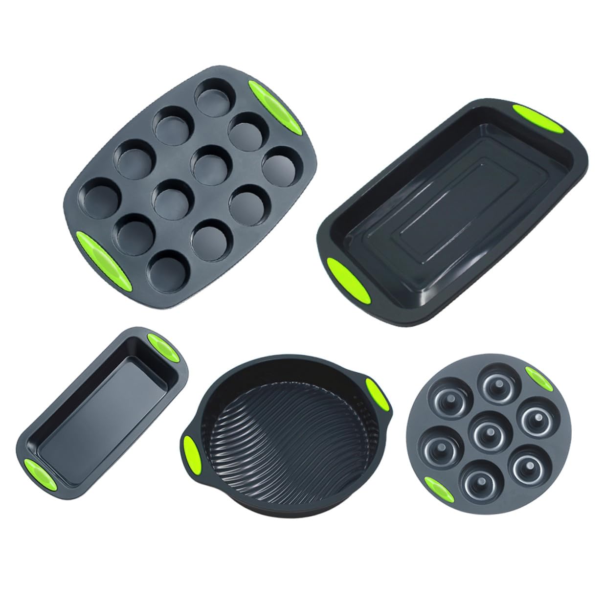 Set de Moldes de Silicona 5 Piezas para Hornear Pasteles | Flexible y Resistente al Calor, Uso en Cocina, Adecuado para Repostería y Manualidades