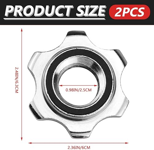 Miniatura 9 de YOLUFER 2 Uds tuerca antideslizante 0.984 in barra estándar Spin-Lock Collars Tornillo Abrazaderas Dumbell Levantamiento de pesas