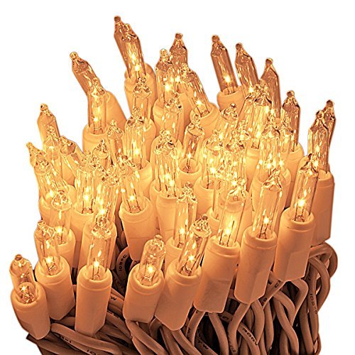 ON'H Christmas Lights 100 Count Clear Mini String Lights Set for Room Garden Holiday Party with Warm White, White Wire