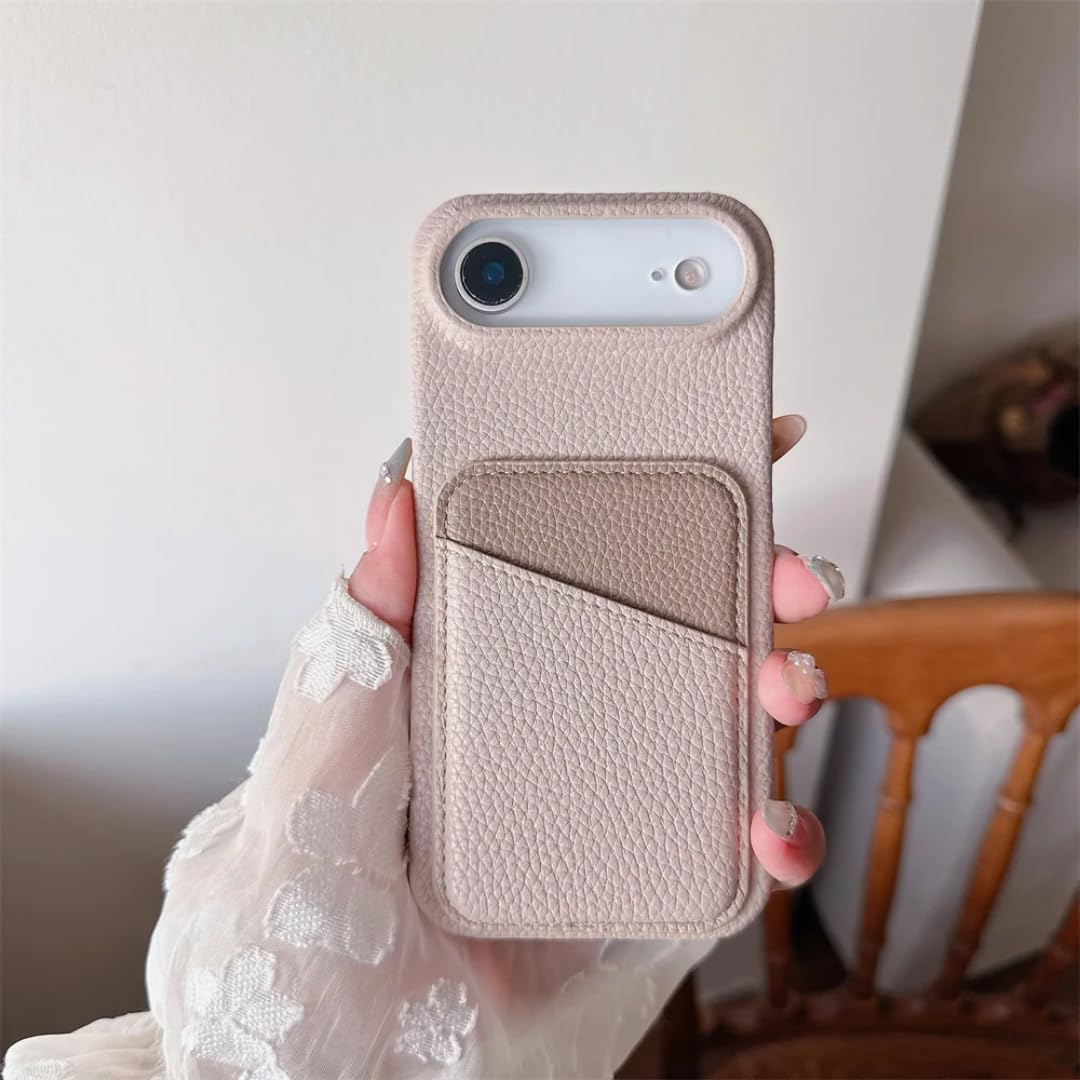 Étui en cuir de luxe iPhone 16 Plus kaki élégant - 8