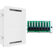 Legrand On-Q 17 in-Wall Media Enclosure + 8-Port Cat5e Network Interface Module Recessed Structured Wiring Box with Ethernet Distribution for Home Networking