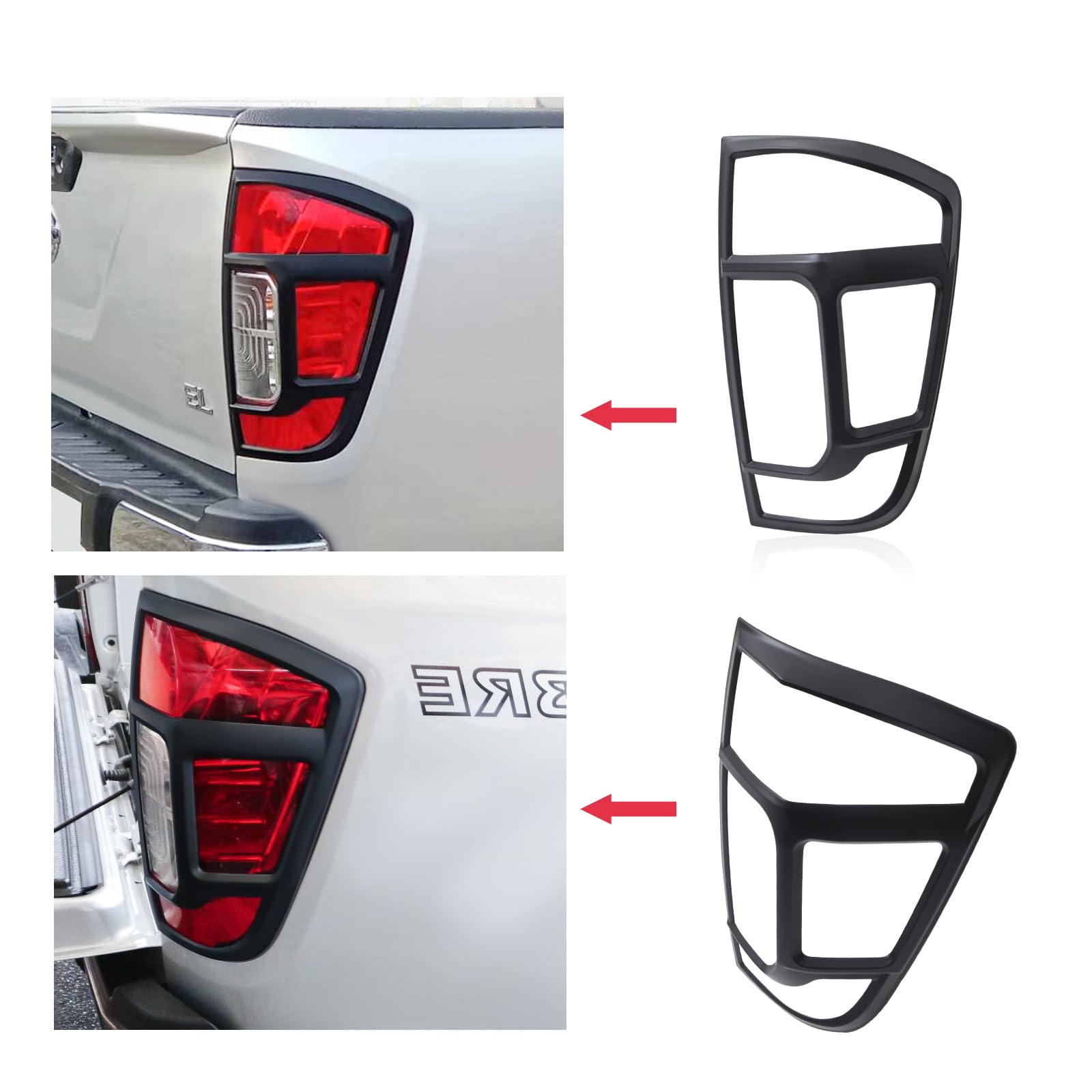 Cubierta de faros delanteros y trasera para Nissan Navara 2015-2020, D23 NP300 N-Guard Navara Trek-1° Navara Tekna ABS negro mate