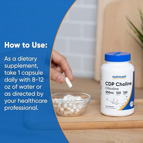 Miniatura 7 de Nutricost CDP Colina (Citicoline) 300 mg, 120 cápsulas vegetarianas, sin OMG, apta para vegetarianos, sin gluten