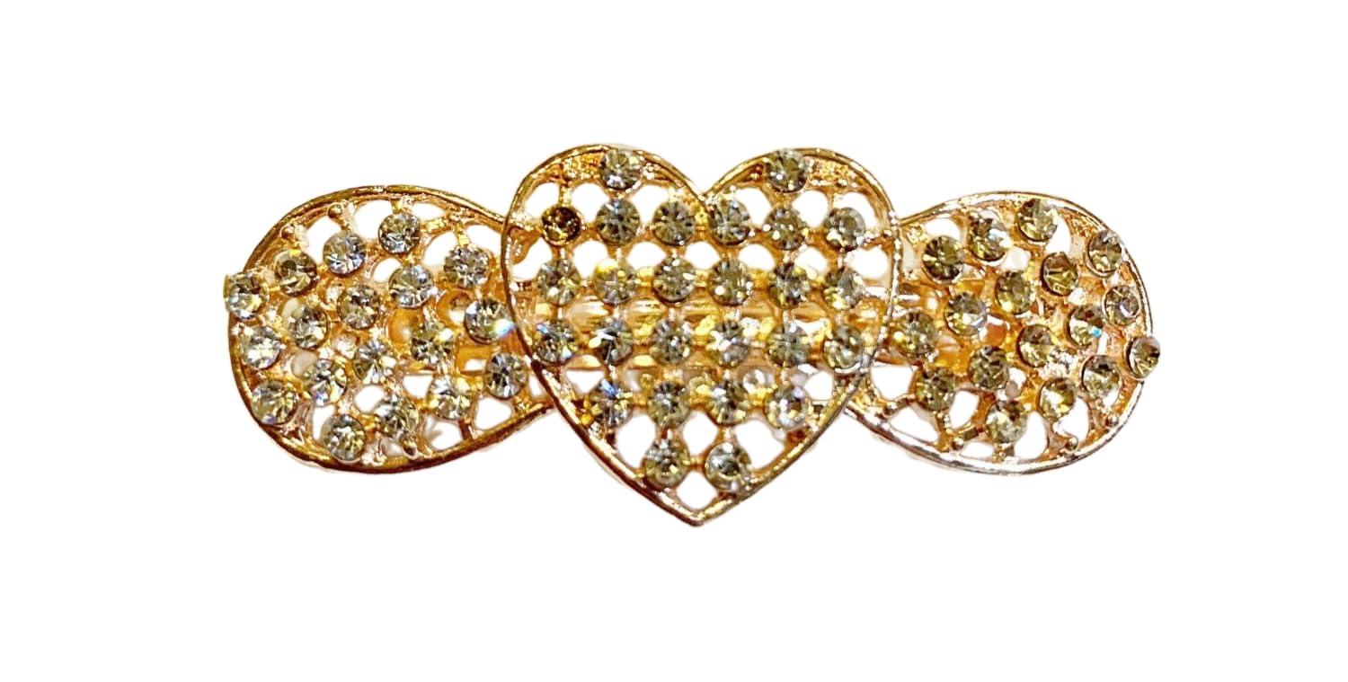 Generic Heart With Wing Inspired Design Hair Barrette Crafted With Rhinestones Silver 3.0"" x 1.25"" x 1.0"" Unique Hair Accessory Vintage Style For Women's Thick Long Hair
