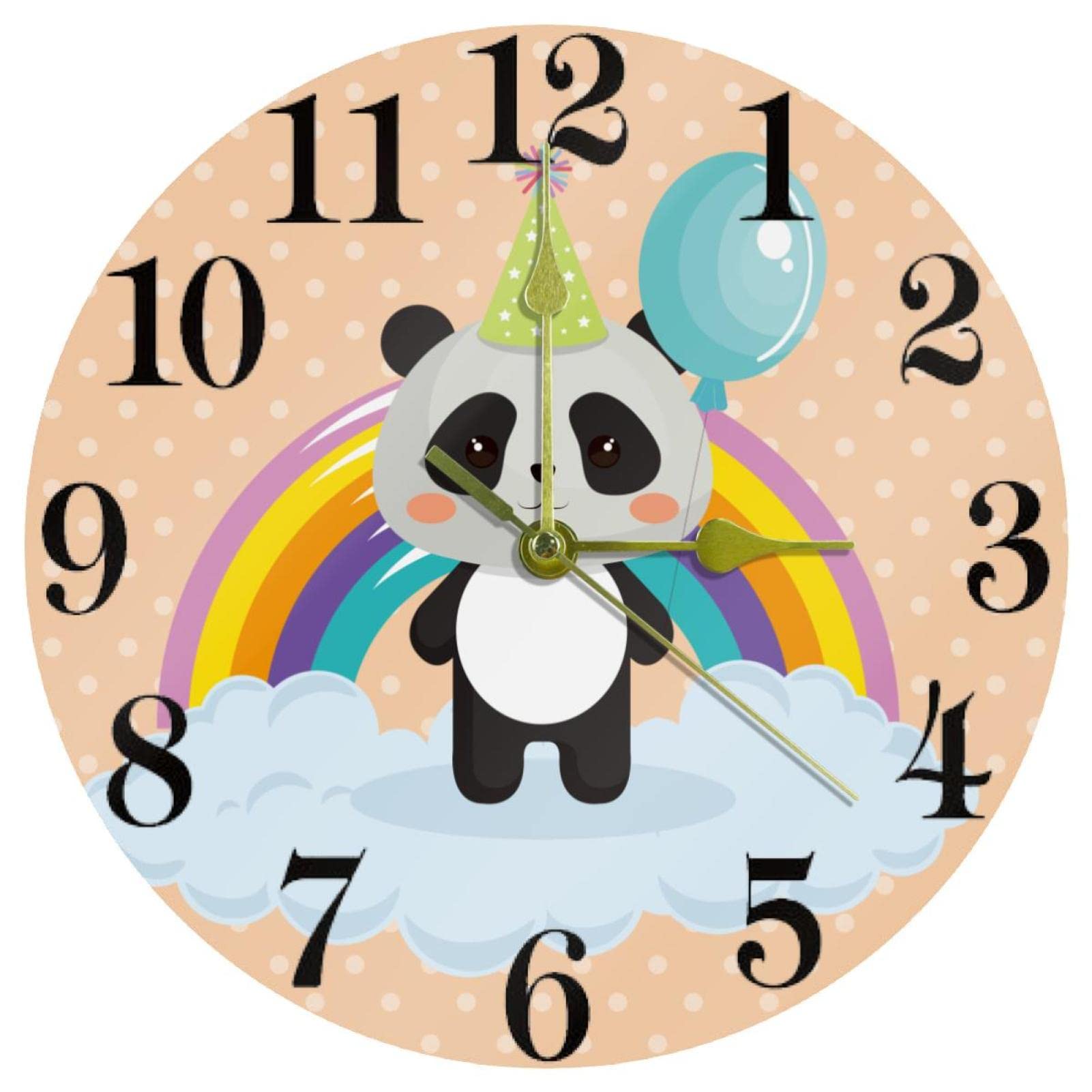 Horloge murale panda 25,4 cm pour décorer la chambre enfant ou la cuisine