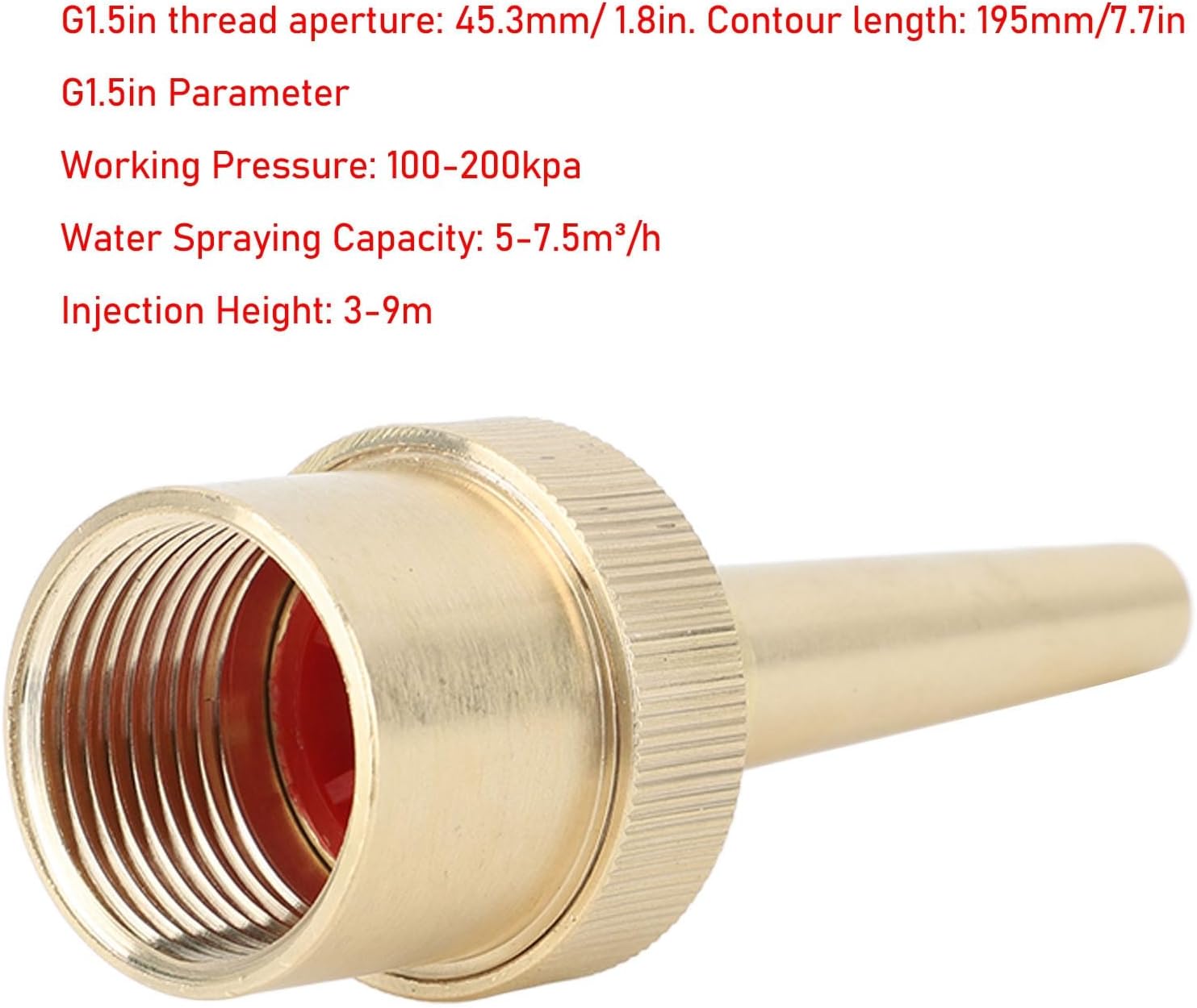 Brass Direct Fountain Nozzle, Female Screw Connection, Spherical Joint, Adjustable for Pond Garden, Full Jet Sprinkler, 15 Degrees Rotatable, Wide Spraying Range (G1.5in)
