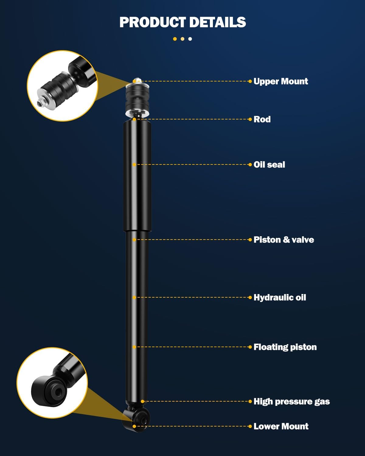 Rear Shock Absorber Fits for 2007-2008 for H-onda Fit EX, 2007-2008 for H-onda Fit LX, 2007-2008 for H-onda Fit Sport, 343487 5605 Auto Shocks Set