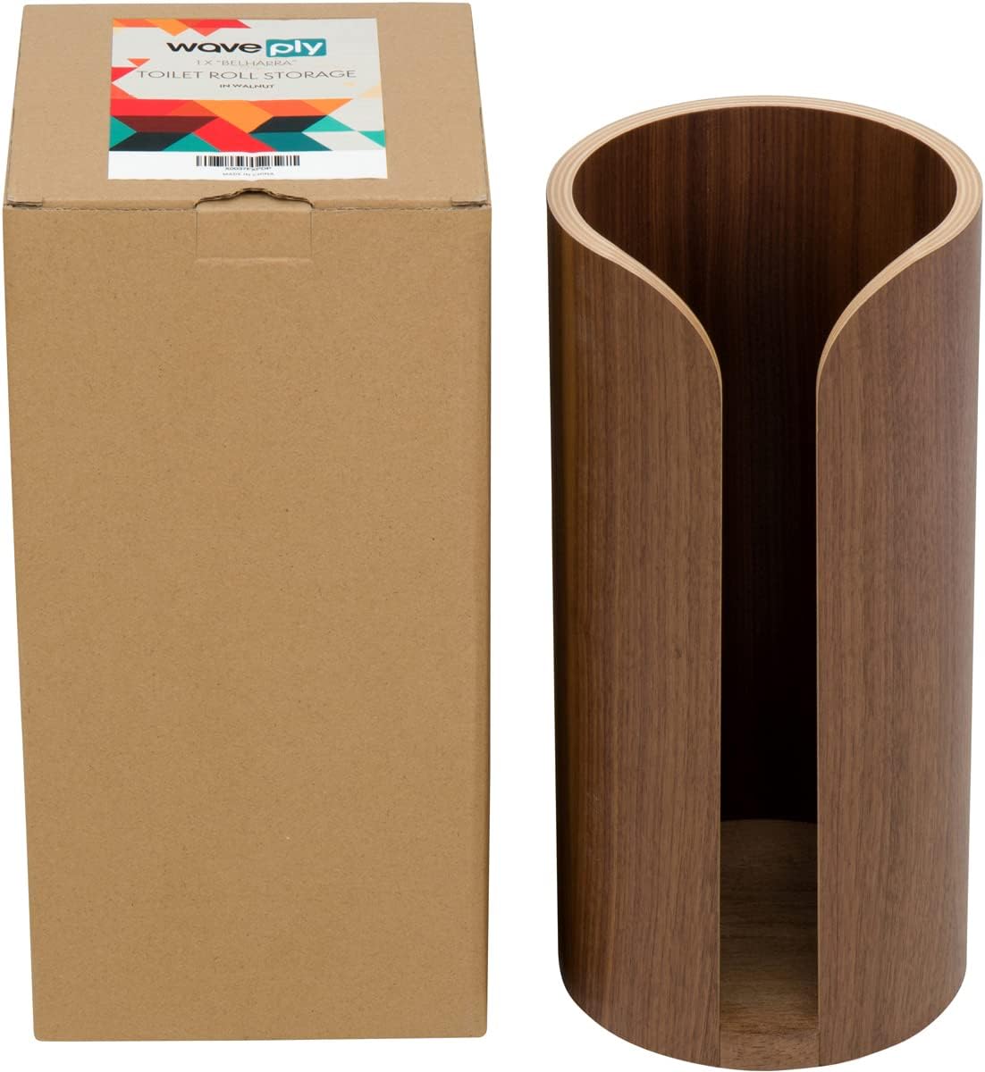 Plywood Free Standing Toilet Paper Holder. Toilet Tissue Storage Made from Wood. Compatible with Mega Rolls (Walnut)