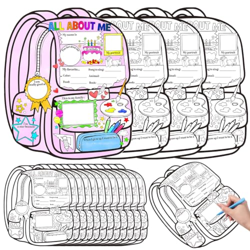 Qeeenar 40 Pieces All About Me Posters to Fill DIY Star of The Week Poster Coloring Read All About Me Classroom Decoration for Back to School Classroom Self Expression Display Themselves Supplies