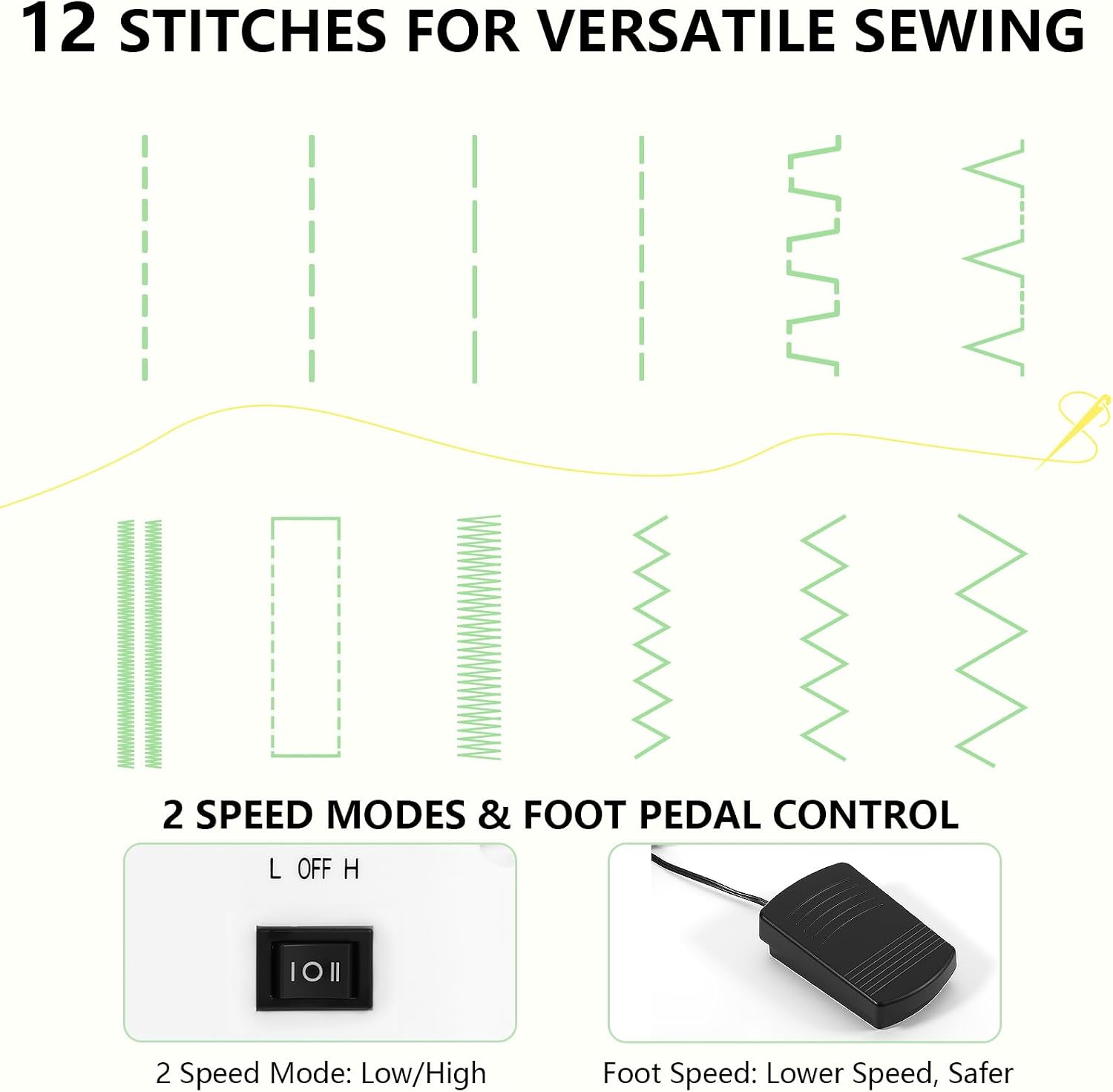 Sewing Machine for Beginners(Premium Edition), Twin Needle, Reverse Stitching, Small Portable Design, 12 Built in Stitches, LED Light, Foot Pedal, 32 Color Thread Kit for Home Mending and Crafts