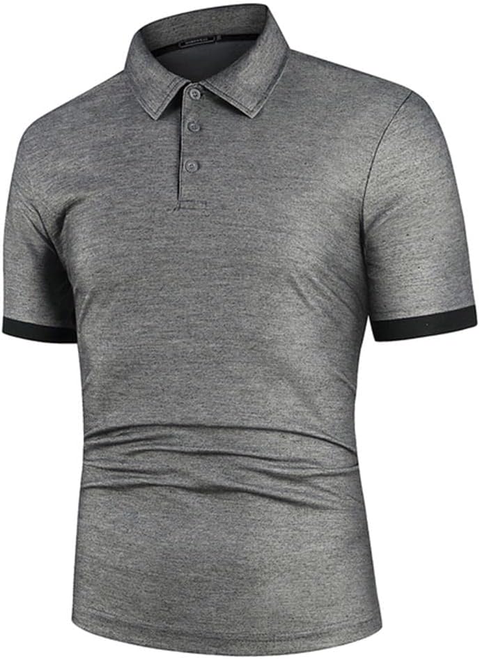 XKUNPolo Shirts For Men Adult Men Polo Men Shirt Short Sleeve Polo Shirt Contrast Color Polo Summer Streetwear Casual Fashion Men Tops-Dark Grey Black,Asia 4Xl 100-110 Kg