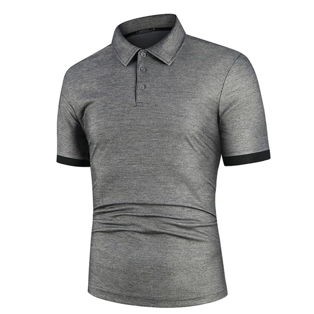XKUNPolo Shirts For Men Adult Men Polo Men Shirt Short Sleeve Polo Shirt Contrast Color Polo Summer Streetwear Casual Fashion Men Tops-Dark Grey Black,Asia 4Xl 100-110 Kg