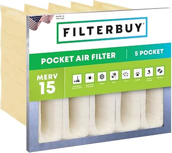 Filterbuy 20x25x15 MERV 15 Pleated Air Filter
