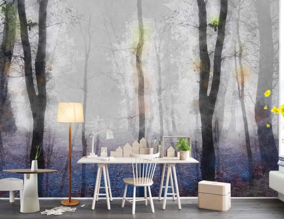 Poster géant forêt intissé pour agrandir un petit salon de 175cm de haut