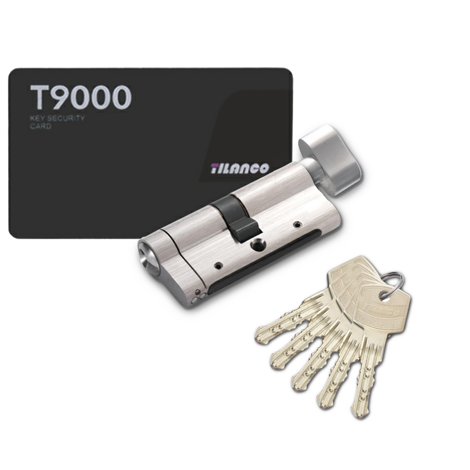 Cilindro a pomolo 35 35 mm Anti-rotura Serratura a cilindro da infilare antisfondamento, 5 chiavi master e CodeCard