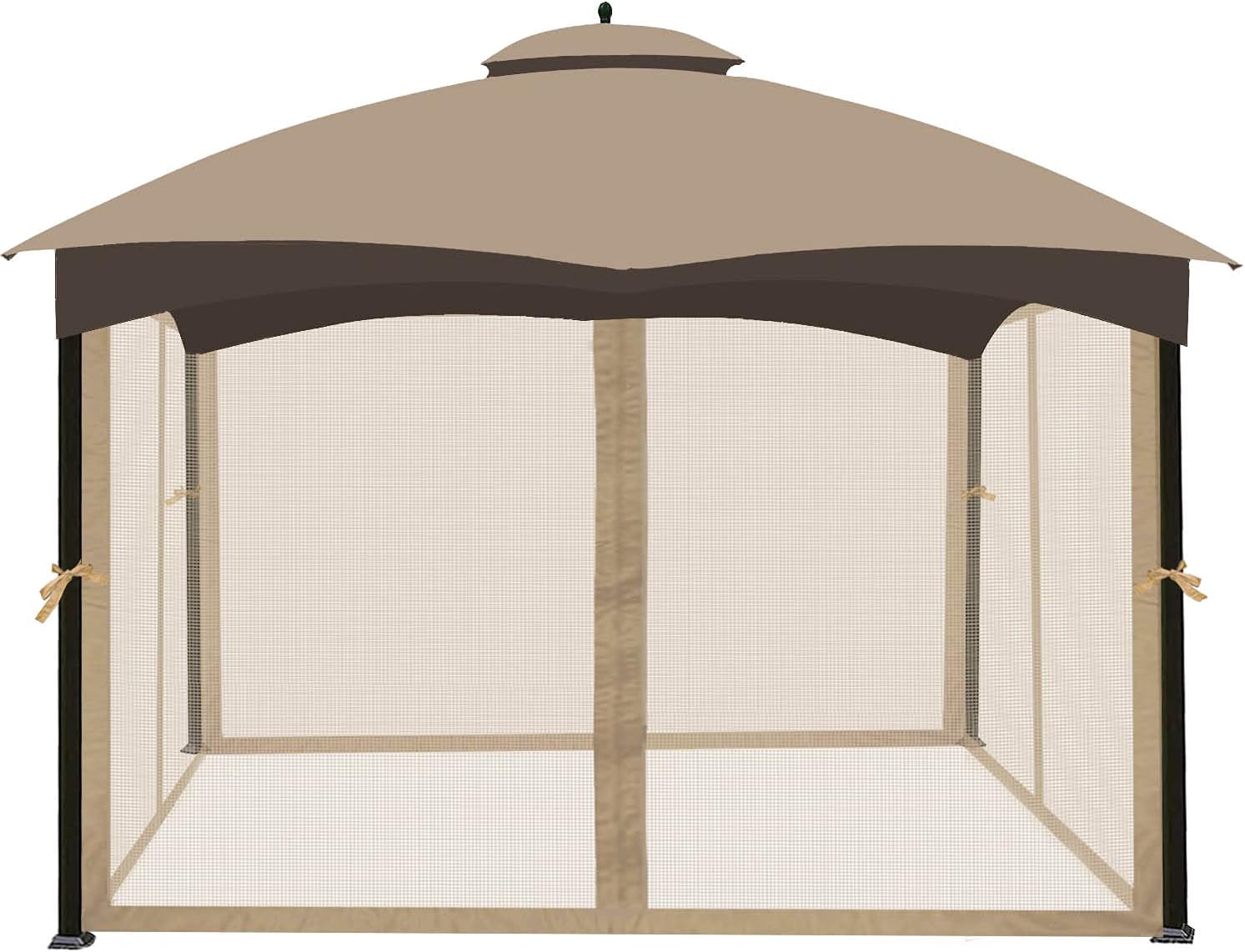Ontheway Universal 10' x 12' Gazebo Replacement Mosquito Netting (Mosquito Net Only) (Light Brown)