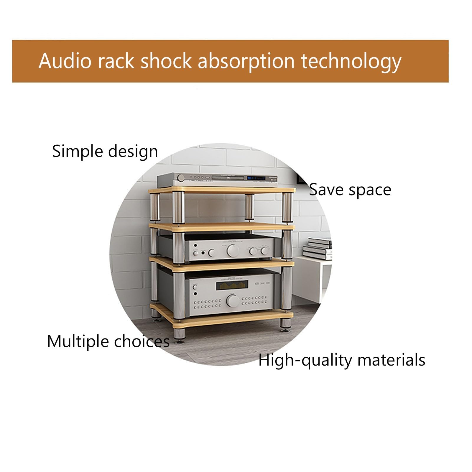 HOFSSI 23.6x18.8x37in AV Media Cabinet Stand Component Cabinet, Gaming TV Stand and Stereo Rack Audio Tower with Shock Absorber Feet (Color : 4 Tier)