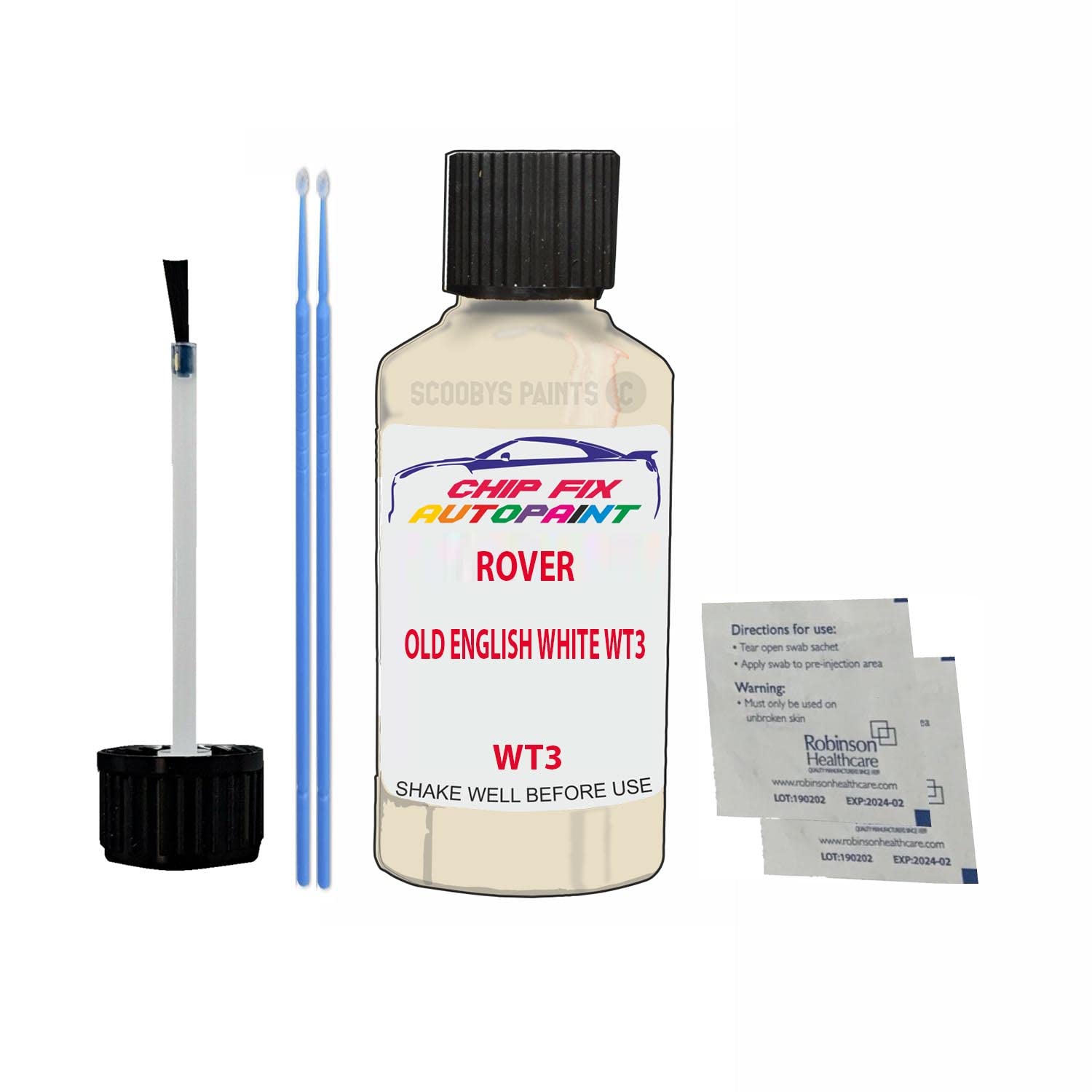 Scoobys Paints Back In The Mix Old English White Wt3 Touch Up Paint For Rover Old Models Wt3 1955-1964 30Ml Bottle Brush Scratch Stone Chip Repair Pen