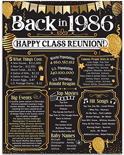 Lone Star Art 40th High School Reunion (Forty) Decoration in Gold - Remembering The Year - Class of 1986-11x14 Unframed Poster - Perfect Party Decor and Gift