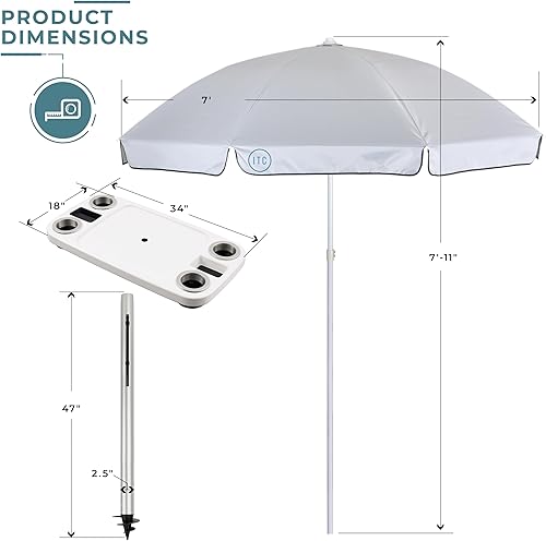 Miniatura 3 de Manufacturers' Select ITC - Juego de mesa de barco con paraguas y patas de barra de arena de 47 pulgadas, mesa grande, pata con taladro de arena,