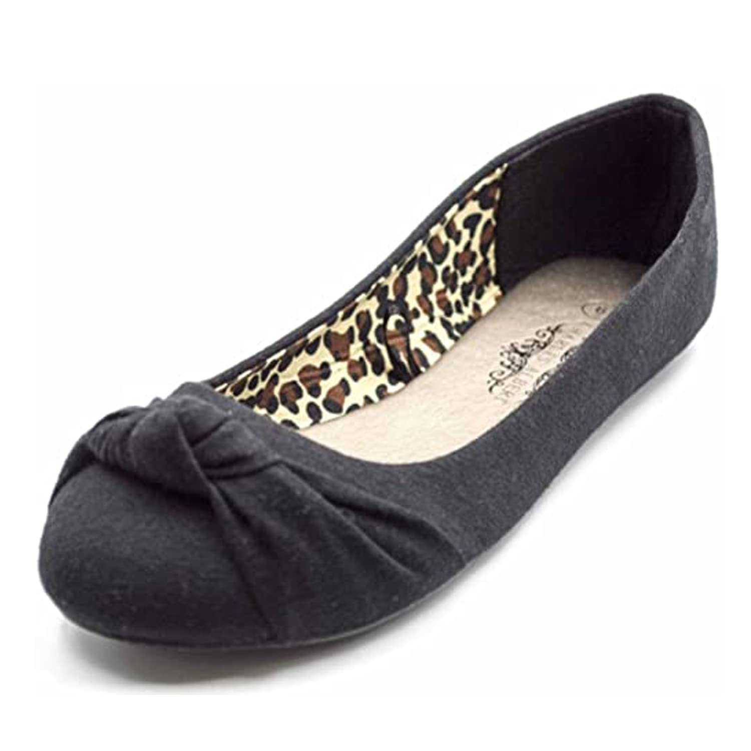 Charles Albert Classic Ballet for Women - Elegantly Designed Knotted Front Canvas Round Toe Dress Flats/Work Shoes for Women