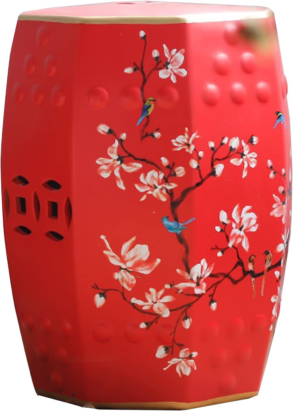 Decorative garden stools, Ceramic Drum Stool，Dressing Stool, Embroidered Pier，Garden Decorative Stool, Suitable for Garden, Patio, Lawn,Home Indoor & Outdoor(C)