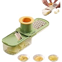 ANISKEBBR 3-in-1 Stainless Steel Garlic Grinder Slicer Shredder Easy Clean Safe Kitchen Food Cutter with Hand Guard