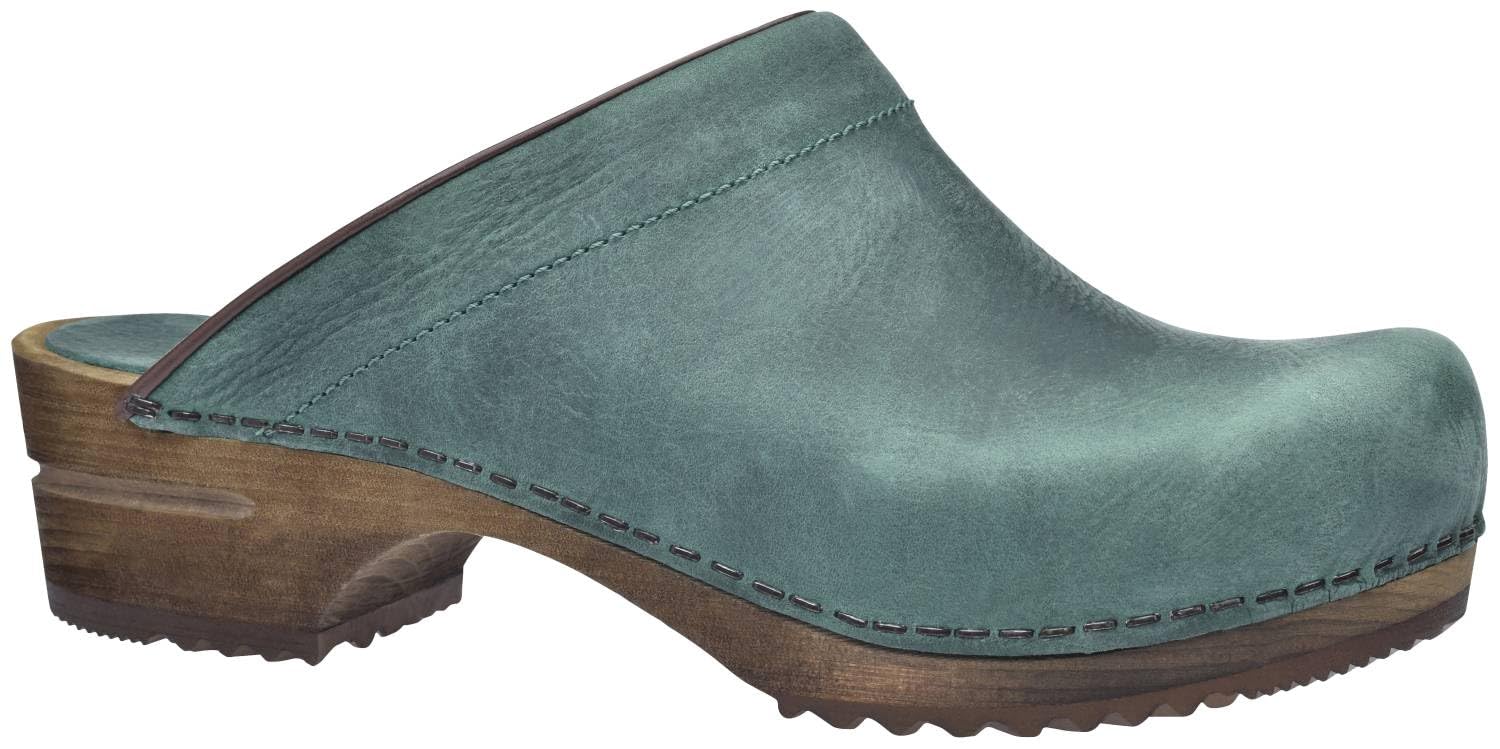 SanitaChrissy Open Clog | Original Handmade | Leather Wooden Clogs for Women | Sustainable Sole