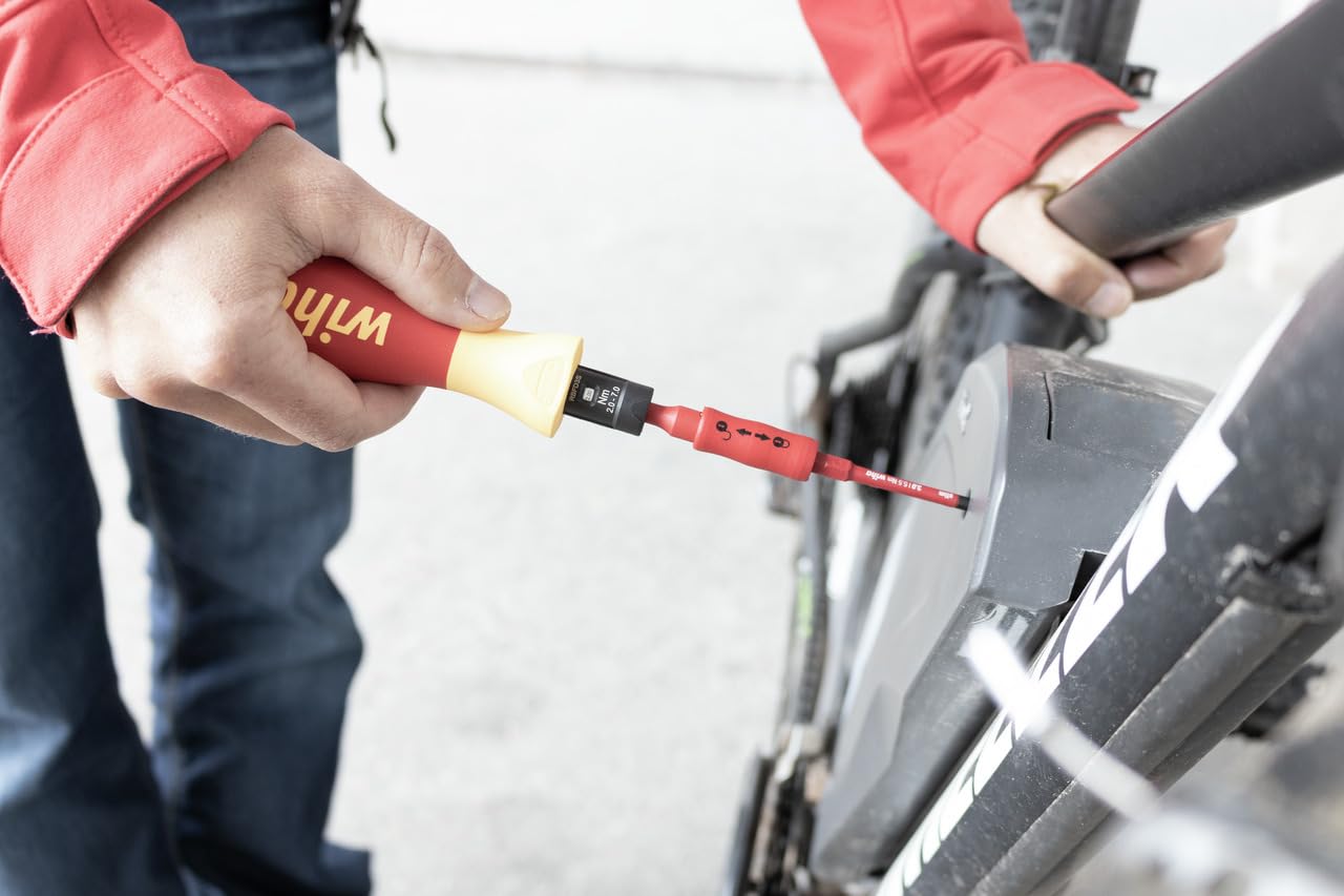 Wiha 2872T18 TorqueVario-S Eléctrico 0,8-5,0 Nm, Rojo Amarillo | (36791) TorqueVario-S electric I ajustable 0,8-5,0 Nm I plano Phillips PlusMinus TORX I mango VDE I slimBits aislados