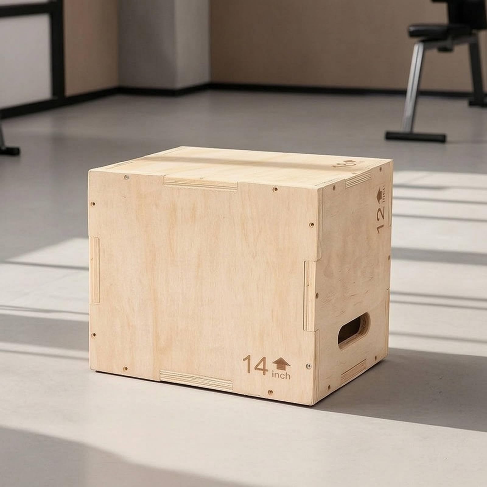 Box Pliometrico in Legno Stabile Scatola Pliometrica con Maniglie Resistente Pedana Fitness per Atleti, Palestra Domestica