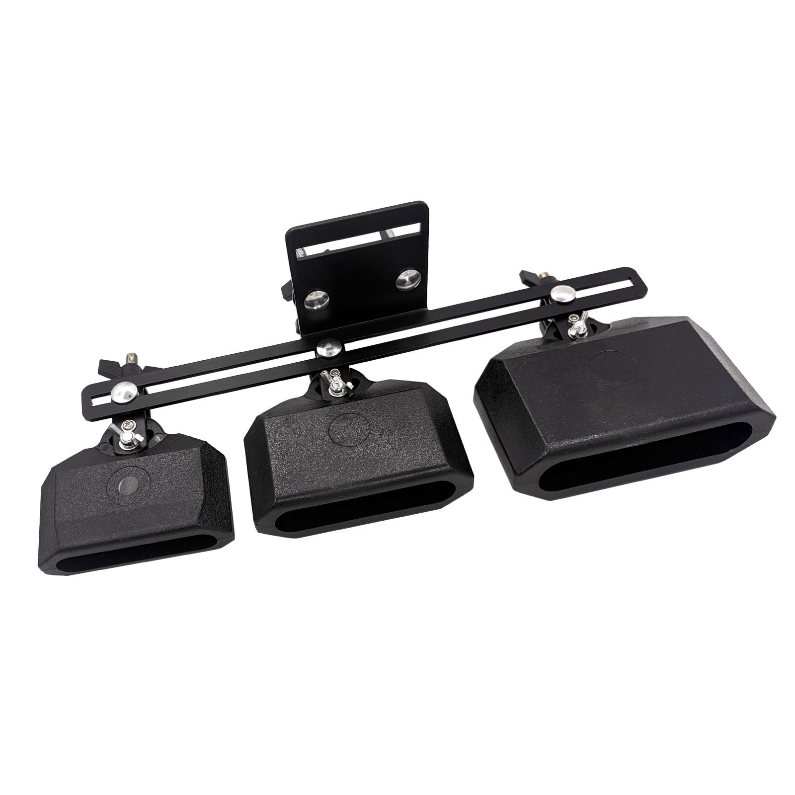 Jiayouy Percussion Jam Block Set con morsetto di montaggio, in plastica, nero, toni alti, medi, bassi, campanacci con staffa di montaggio per batteria