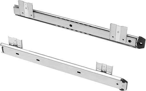 Miniatura 8 de KINJOEK 2 rieles deslizantes de bandeja para teclado de 14 pulgadas, altura ajustable, rodamiento de bolas, pista de montaje en teclado, color