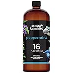 Healing Solutions Organic Peppermint Essential Oil Bulk 16oz - Large Organic Peppermint Oil Bottle for Hair, Spray & More - Peppermint Oil for House Cleaning - Peppermint Oil for Diffuser - Mint Oil