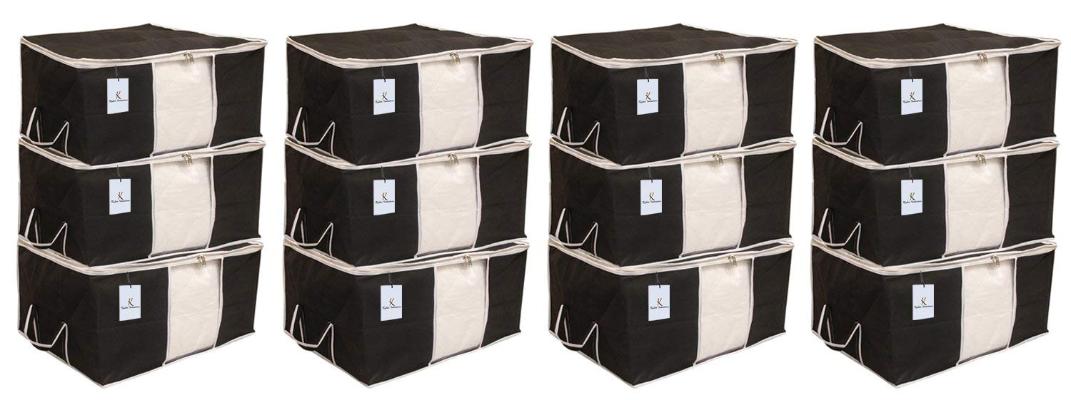 Kuber Industries 12 Piece Underbed Storage Organiser Set, Extra Large, Black (CTSN050), Non-woven-image-11