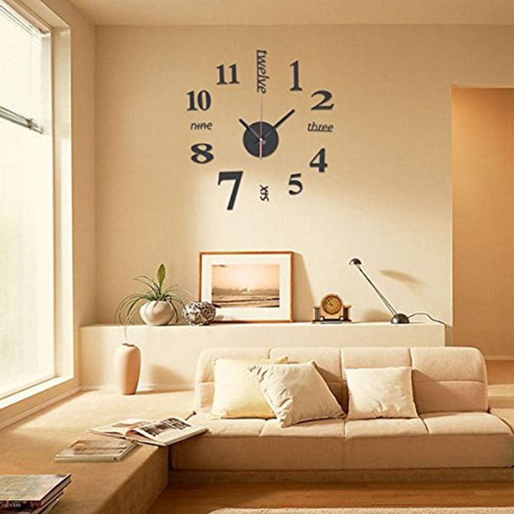 BESTZY 2PCS DIY Wall Clock, 3D Frameless Silent Sticker DIY Mini Modern Art Mirror Wall Clock Frameless Wall Clocks for Living Room Office and Home Decor Gift