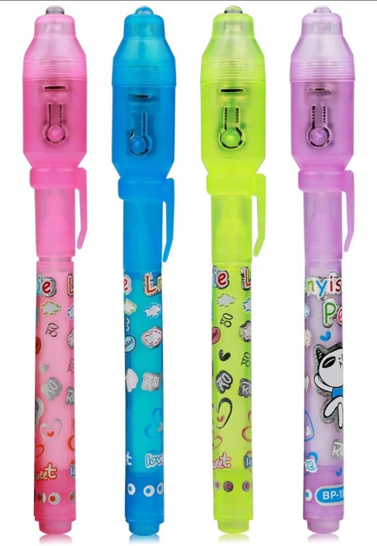 ABS Invisible Magic Pen with UV-Light, Multicolour, Pack of 4
