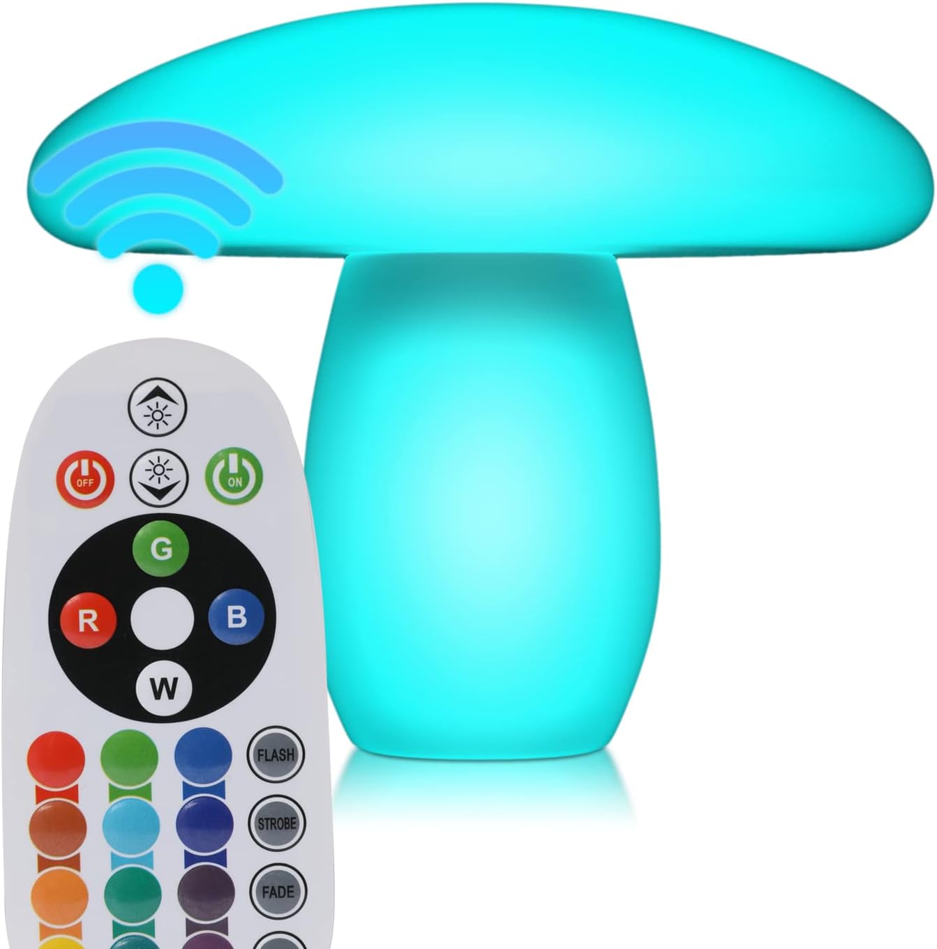 Magshion LED Mushroom Night Light, 16" Height 16 RGB Color 4 Flash Modes, Rechargeable Color Changing Lamp with Remote, Dimmable Decor Light for Bedroom Bar Pub Club Cocktail Party (Small)