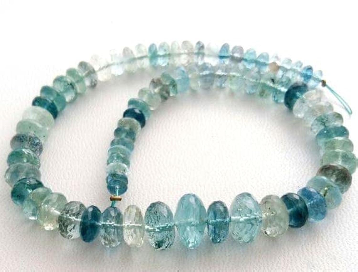 Moss Aquamarine beads faceted rondelles AAA+++ natural gemstones for jewelry making
