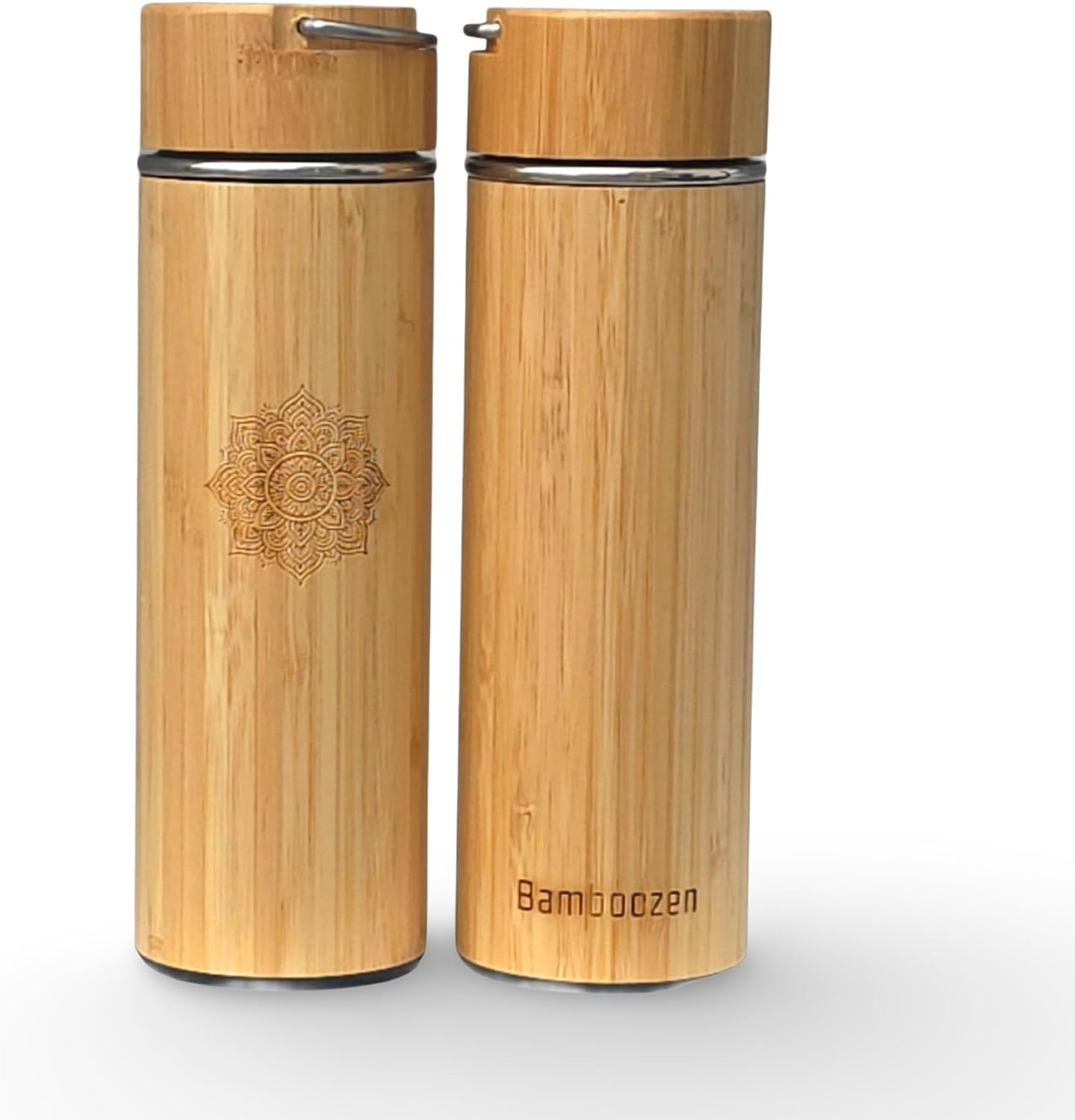 Eco-Friendly Bamboo Tea Tumbler, with Infuser & Strainer | 20oz Vacuum Insulated Stainless Steel Travel Mug | Leak-Proof Zen Mandala Design | Premium Gift for Tea & Coffee Lovers image 3