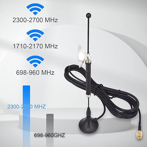 Miniatura 2 de Antena celular 4G LTE 10dBi SMA macho 698-960MHz 1700-2700MHz con base magnética Antena al aire libre RG174 3M para router inalámbrico WiFi