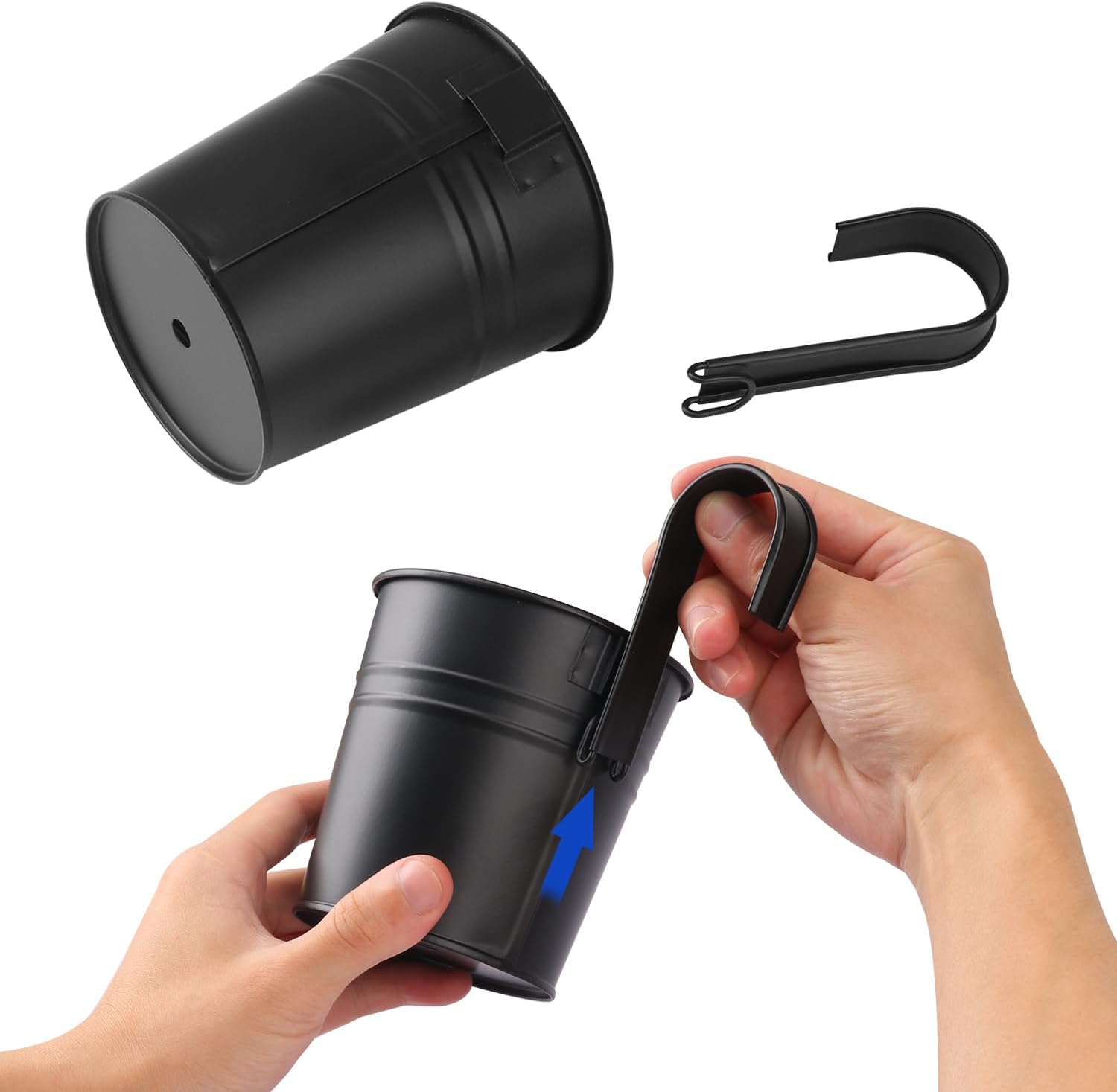 20 Pack 4 Inch Railing Hanging Planter, Black Small Hanging Bucket Planters, Metal Hanging Flower Pots, Metal Railing Bucket for Outdoor, Balcony, Fence, and Porch with Detachable Handles